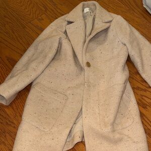 Girls Cream Wool Coat with Button Detail